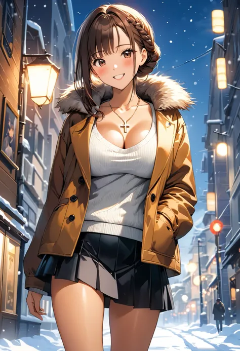 masterpiece, Best Quality, High resolution,16k,official art,super detailed skin,detailed,animated painting, Takarada Rikka ,1990s (style),(F cup big beautiful breasts)、clevage,25years old, (tall:1.2),height: 175cm,Sexy long legs,Fashion model body type,Med...