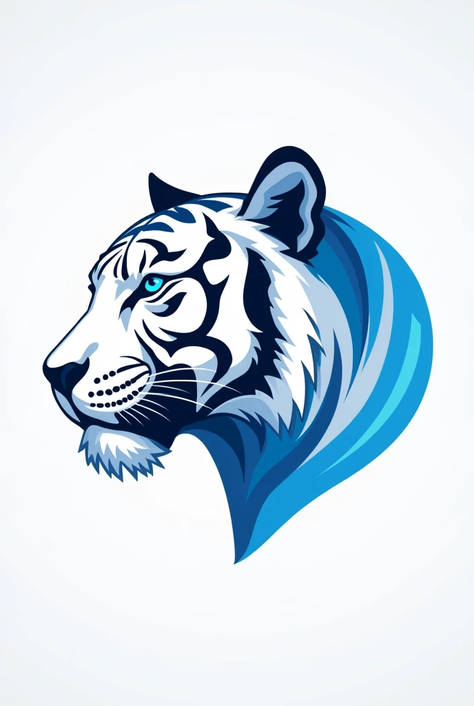 Create youtube logo 4x4 tiger view side of his face color white and cerulean blue 