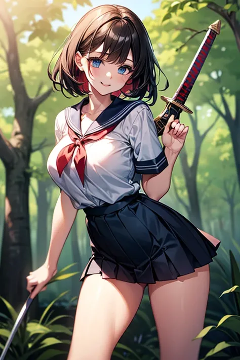 
最 high image quality, masterpiece, 4K,  high image quality,  super high resolution ,  of the prairie , CG drawing（ one cool adult female swordsman ）  hair is brown 、 Hairstyle、、Bob。Bangs、Side bangs。Tall、 Slender、（Sexually、Attractive body）
 （ open the fron...