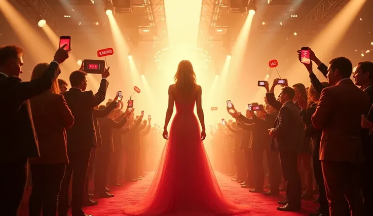 Professional Prompt:
"A famous YouTuber walking on a red carpet surrounded by bright flashing lights from cameras and a crowd cheering with admiration. Fans hold banners and phones recording them, while holograms of increasing subscriber counts and trendin...