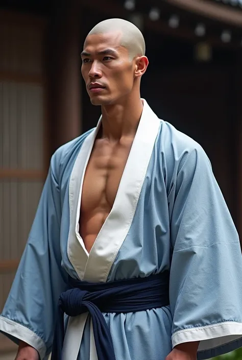  Japanese festival　Japanese navy blue traditional costume　20 years old　 muscular　 macho　muscle 　PODIBUILDER 　 your whole body is wet　 realism　Realistic　photograph　I can see my abs through the gaps in my white costume　I can see the turret　　 skinhead　Young p...