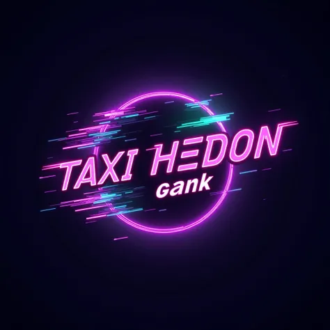 The motorbike racing team logo with icon cam shaft FLASH
 reads TAXI HEDON GANK colour reads glow with a concept image of a glow violet with greenBacklighting, 