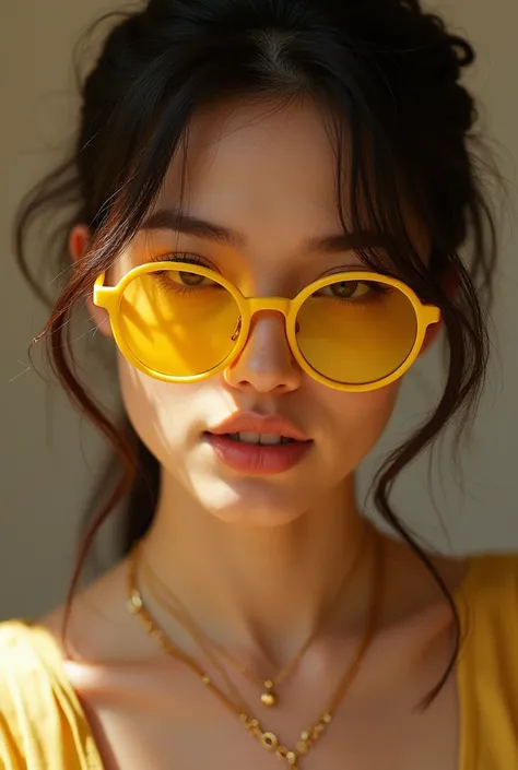 woman wearing yellow glasses sexy (hentai)