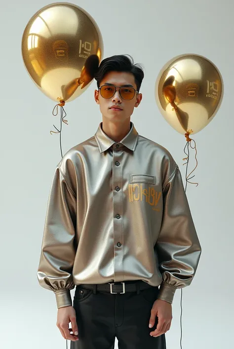 Draw a picture of a gray and bright gold balloon shirt with the number 10 with the name and signature of ZAKARIA WAHBI