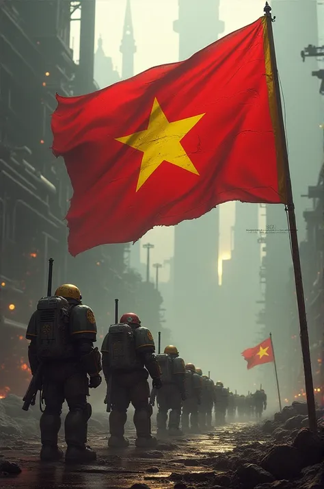 Warhammer 40000 but replace the Emperor flag with Viet Nam flag