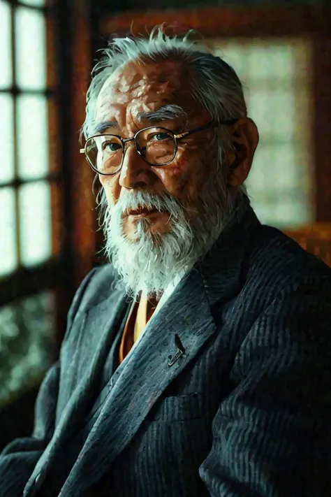 Old man in a suit、Japan、Beard、