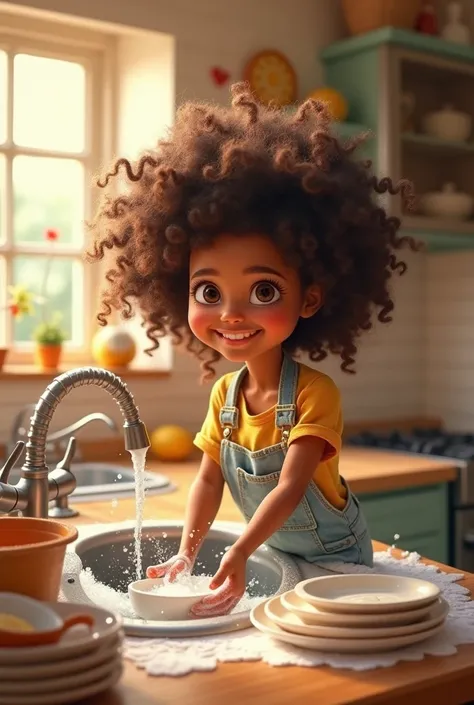 Create a curly haired one by washing dishes