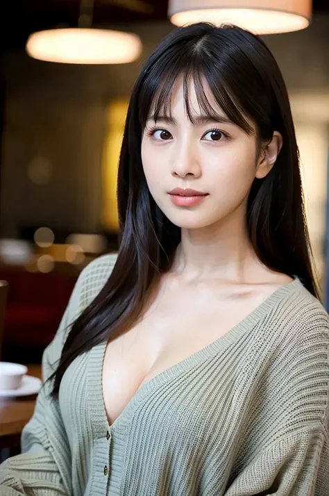 (masterpiece, best quality, perfect anatomy, highres, 8k, realistic, photorealistic, natural skin texture, no makeup:1.2), 1girl, solo, Japanese, age20, female university student, very cute, parted lips, (large breasts:1.2), (perfect figure1.2), earth colo...