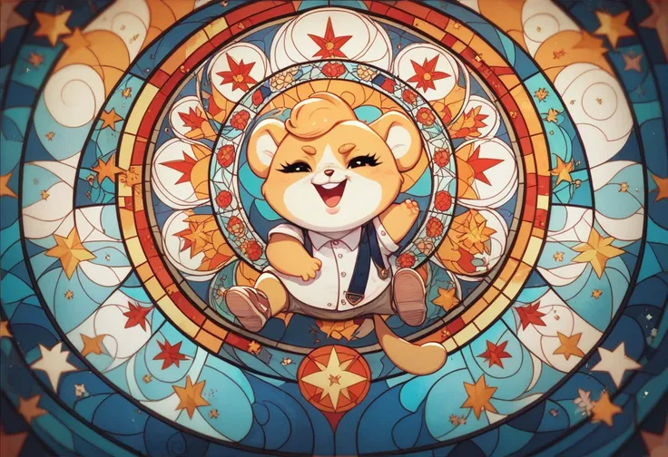 stained glass art, hamster