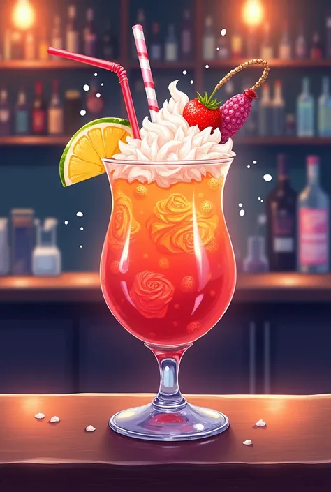 bar drink, object only, anime style 