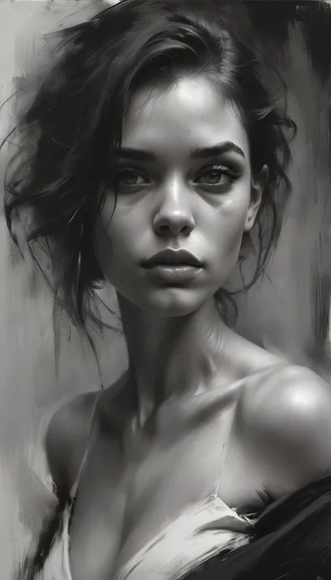 black and white charcoal portrait,Позитив Клип L 8k, отмеченный наградами, proФessional close up, 
style oФ Casey Baugh, style oФ Pino Daeni, beautiФul woman,
---------