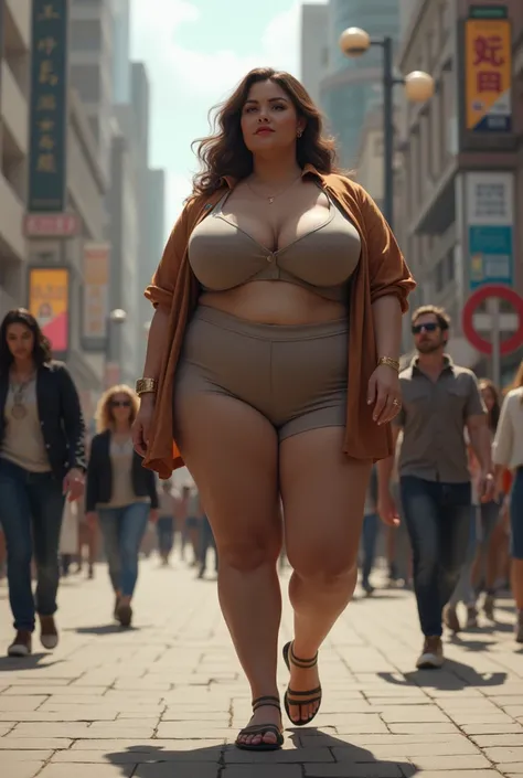 big boobs fat girl walking