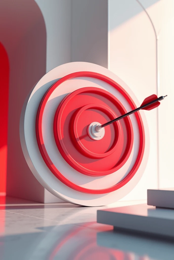  Create an image written FUTURE PRESENT and with a target in the colors red and white and an arrow stuck in the target medium. The target must be in the colors red and white 