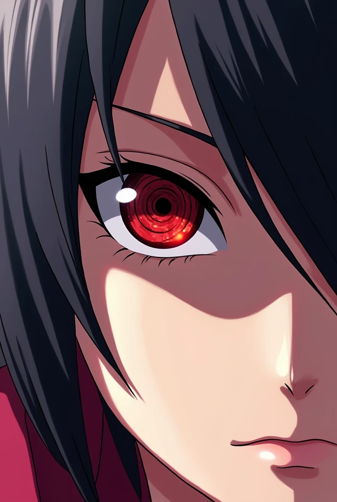 eyes thats a mix of the byakugan and the sharingan in anime style