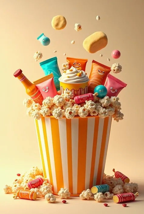 just a popcorn bucket with full of junk foods