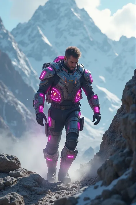 Hilight with 2025 
A man with Shirts of AI pushing and breaking Himalayan mountains to find Pink diamond 