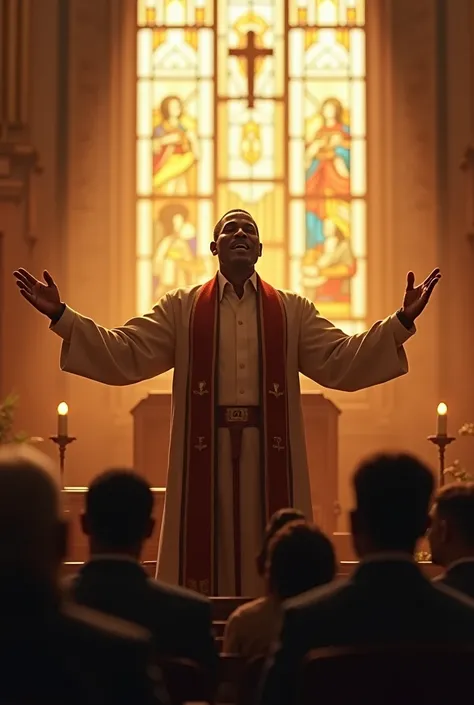 Image of a black pastor preaching 