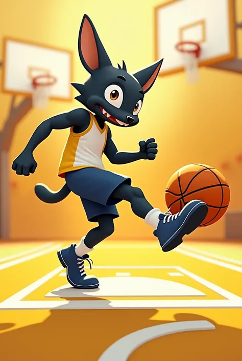 Kabokal Kicks animated in basketball board with yellow, white and black colors