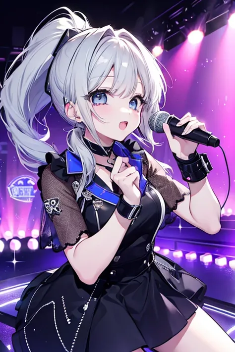  World Diva with a Silver Ponytail。 cool girl 。Sing passionately。Grab the microphone。 Live Stage。Cool Songs 。 dazzling spotlight。 Exciting Venues 。rock。