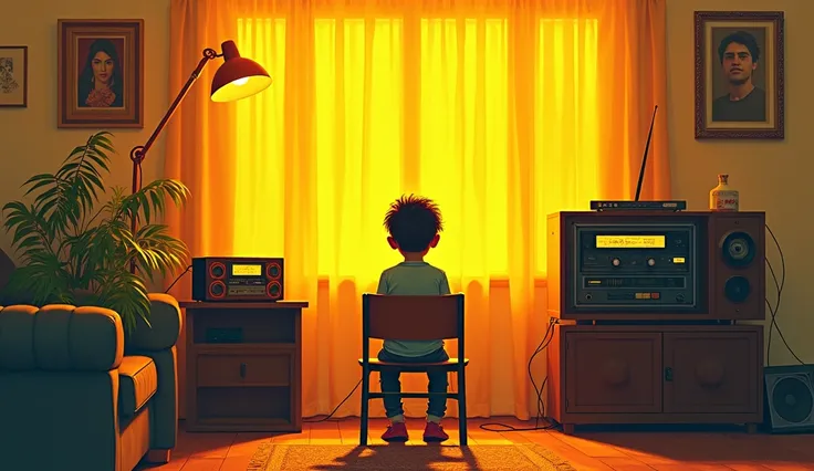  there is a boy sitting in a chair in front of a stereo, a digital painting of Atey Ghailan ,  winner of the pixiv contest, serial art, Chica Lofi, Arte Lofistyle, Arte Lofi, Lofi Portrait,  artwork in the style of Guweiz , Lo-fi, Lo-fi art, Hip hop Lo-fi,...