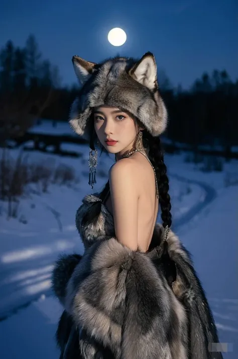 (((best quality))),(((super detailed))),(((masterpiece))),illustration,1 girl,detailed face,wolf head hat