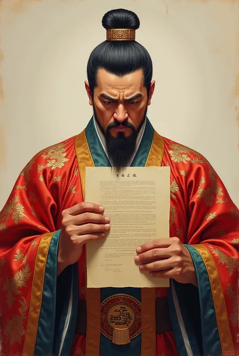 The image of the king of Joseon in silk clothing getting very angry while reading a document
There is no crown