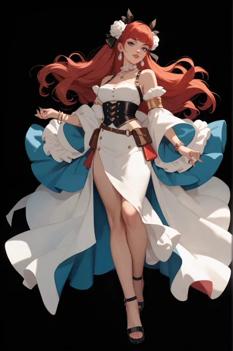 Cabello rojo y ropa de los 40s animated style, animated style,