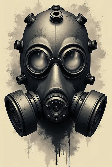 An iconic design of a tattoo of an ancient gas mask