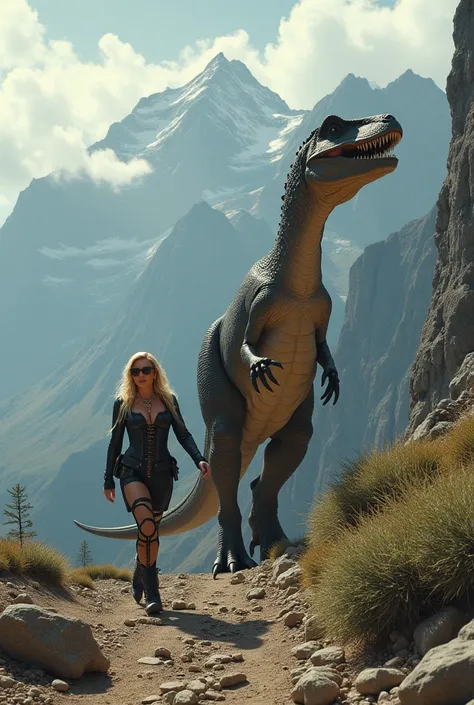 Madonna and a dinosaur hike in the mountains