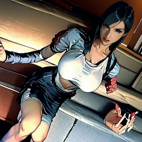 (  very detailed CG), (  best quality ), (  very detailed CG), (  best quality ), ( Tifa Lockhart  ), (Overall view) SWAT Clothing, Beautiful and attractive young man,  toned muscles, Large breasts, 