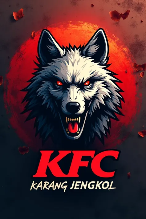 logo klub sepakbola mirip wolves liga inggris bertuliskan KFC dan tulisan kecil Karang Jengkol FC