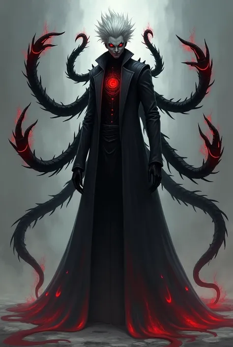 Form Ghoul :  The Nightmare Unleashed
When Edward releases his monstrous side ,  his appearance and abilities reach a new level :
 • Aspect :
 o His white hair stands on end and his eyes turn completely black with bright red irises.
 or Four dark tails eme...