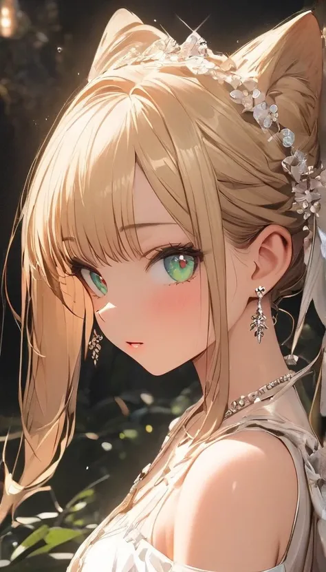  for work、Immerse yourself in the elegance and refinement of enchanting sparkling green eyes. Utilizing 3D technology and Octane rendering at 8K resolution、Her detailed face is rendered in a hyper-realistic way。.  exquisite, sharp details and smooth render...