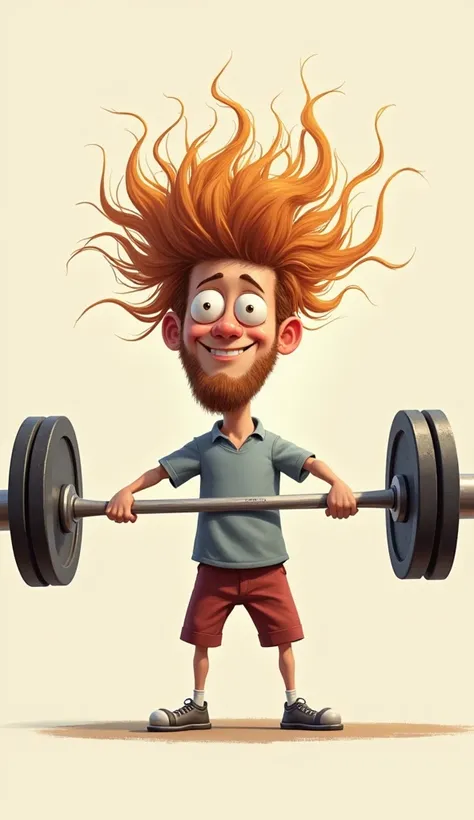 A fun depiction of a single human hair holding up a heavy weight, such as a barbell with exaggerated tonnage labels. The hair is shown as strong and unbreakable, with a humorous yet educational tone. Background is minimal to emphasize the concept."

