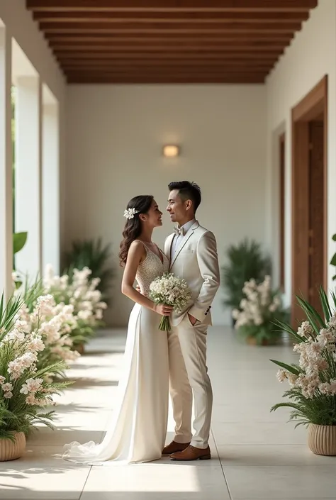 A white wedding has a modern Thai twist 
 
