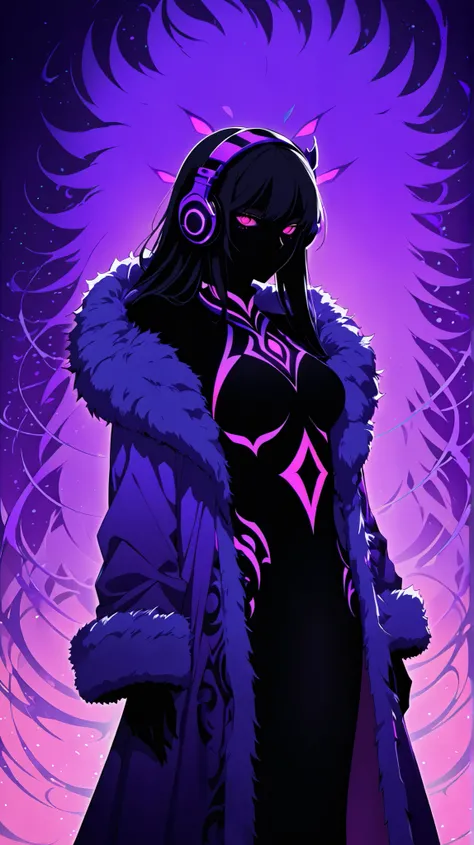 (in style of Bradley K. McDevitt:1.0),(in style of CLAMP:1.6),
BREAK
Dynamic standing position, (head tilt :1.5), solo, headphones, hoodie, silhouette, low saturation,silhouette，darkness，(strangely purple Beast totem line background:1.8)，abstract backgroun...