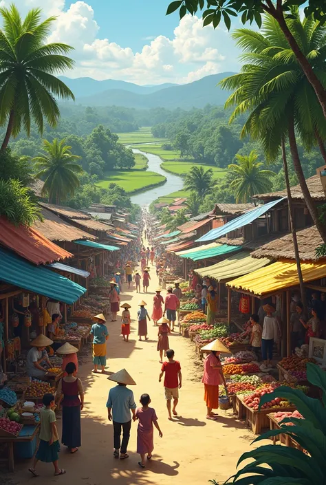 A rural market in the Mekong Delta region of Vietnam.