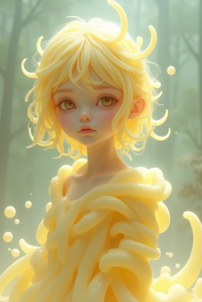  girl made of cream 　Banana-colored 　 short hair　 melts like slime