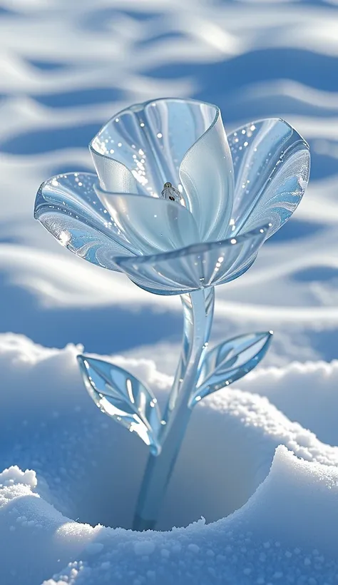 a flower made of ice