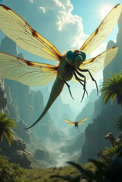 giant prehistoric dragonfly flying