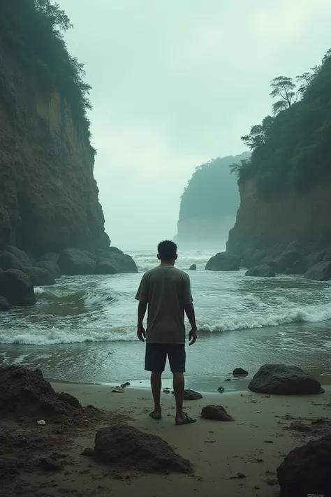 Title of the poster is “Alam Enggan Bersahabat” 
create a documentary poster of beach erosion in terengganu with a clear images