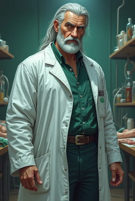  The anatomy teacher ,  a tall, stately man with gray hair and a Beard ,  wears her white coat with the medicine symbol in the upper right corner in light green .  Your penetrating eyes intently observe the laboratory while your black jiu-jitsu belt stands...