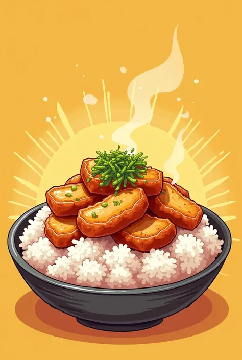 Garlic Fried Pork Rice Cartoon
