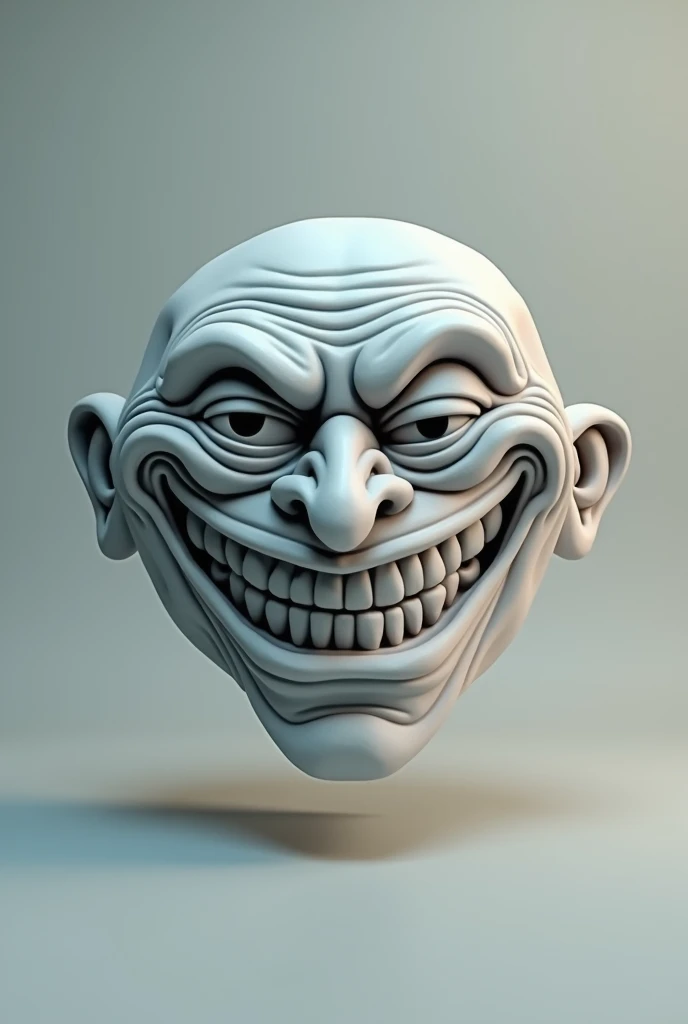 A beautiful 3D Trollface icon in a restrained style