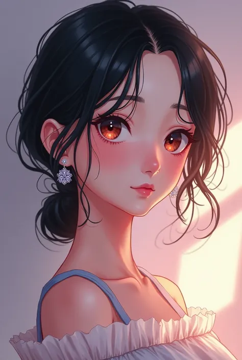 FICTION COVER PHOTO SHE IS LIGHT, HANDSOME MAN, BLACK HAIR, WHITE SKIN, CUTE, CHARMING WOMAN ANIME