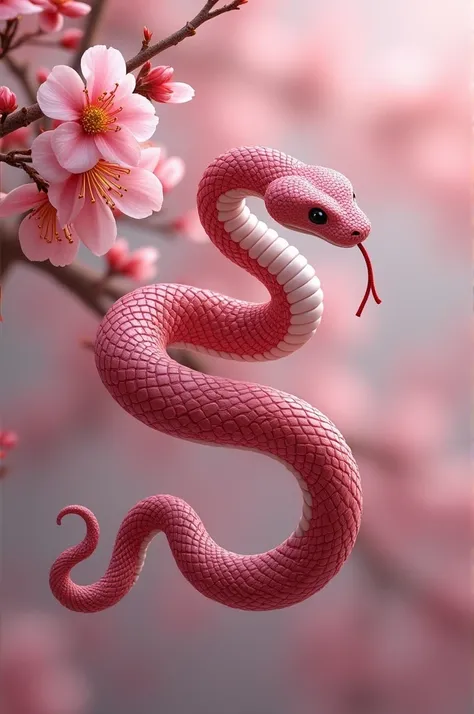 Make a snake in a cherry blossom vibe 