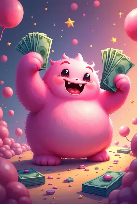 Pink labubu action
With money

