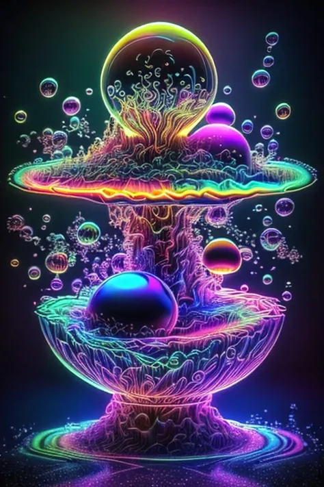  Light is emerging from colors in a psychedelic dream, shimmering glass morphing out of colors, tripped out vibrant colors, perfectly formed beautiful reflective bubbles, attention to detail on the bubbles and spheres, beautiful psychedelic digital art, pi...