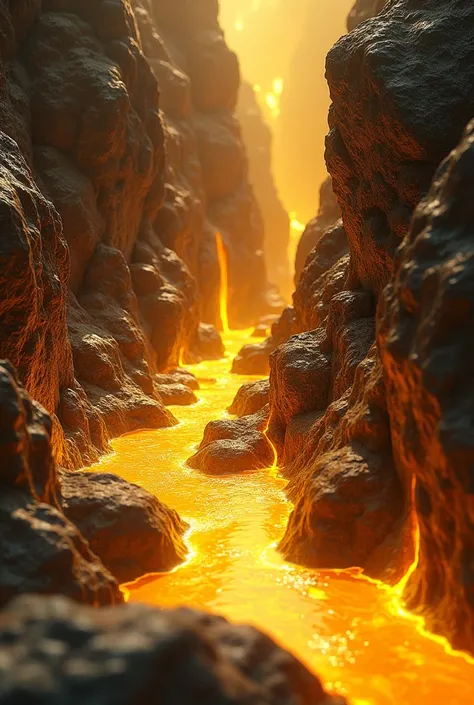 Melted gold seeping into rocks, More images 