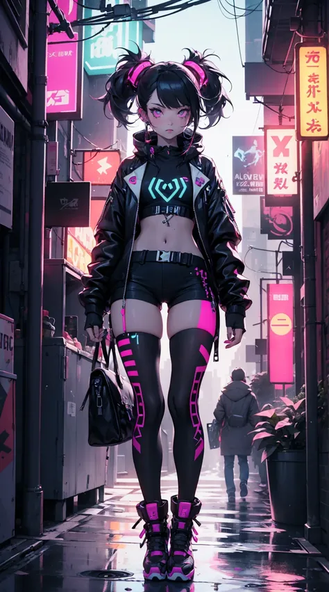 Neon Kaleidoscopixie cyberpunk girl